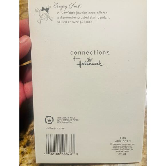 Hallmark Ghouls Night out Gretting card cute Skull with black bow - Picture 4 of 4